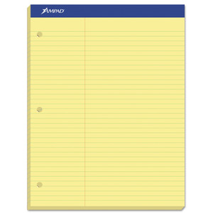 Ampad Double Sheet Pads, Pitman Rule Variation (Offset Dividing Line - 3" Left), 100 Canary-Yellow 8.5 x 11.75 Sheets View Product Image