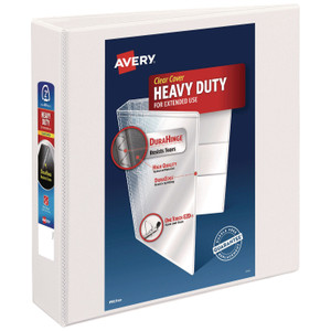 Avery Heavy-Duty View Binder with DuraHinge and One Touch EZD Rings, 3 Rings, 2" Capacity, 11 x 8.5, White