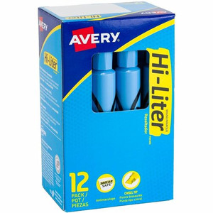 Avery Desk Style Highlighters - Light Blue Ink - AVE07746