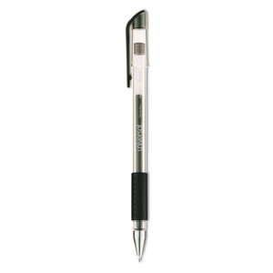 Universal Comfort Grip Gel Pen, Stick, Medium 0.7 mm, Black Ink, Clear/Black Barrel, Dozen