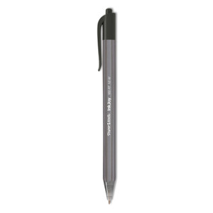 Paper Mate InkJoy 100 RT Ballpoint Pen, Retractable, Medium 1 mm, Black Ink, Smoke/Black Barrel, Dozen (PAP1951254) View Product Image