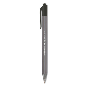 Paper Mate InkJoy 100 RT Ballpoint Pen, Retractable, Medium 1 mm, Black Ink, Smoke/Black Barrel, Dozen