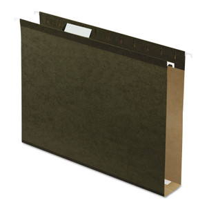 Pendaflex Extra Capacity Reinforced Hanging File Folders with Box Bottom, 2" Capacity, Letter Size, 1/5-Cut Tabs, Green, 25/Box