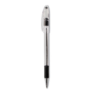 Pentel R.S.V.P. Ballpoint Pen, Stick, Fine 0.7 mm, Black Ink, Clear/Black Barrel, Dozen