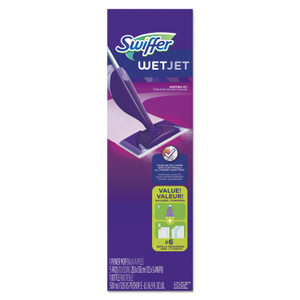 Swiffer WetJet Mop, 11 x 5 White Cloth Head, 46" Purple/Silver Aluminum/Plastic Handle