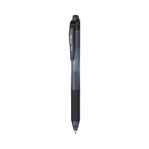 Pentel EnerGel-X Gel Pen, Retractable, Medium 0.7 mm, Black Ink, Smoke/Black Barrel, Dozen