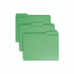 Smead Colored File Folders, 1/3-Cut Tabs: Assorted, Letter Size, 0.75" Expansion, Green, 100/Box