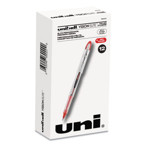 uniball VISION ELITE Hybrid Gel Pen, Stick, Bold 0.8 mm, Red Ink, White/Red/Clear Barrel