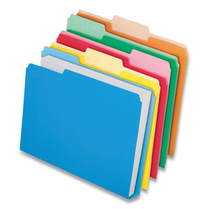 Pendaflex Double Stuff File Folders, 1/3-Cut Tabs: Assorted, Letter Size, 1.5" Expansion, Assorted Colors, 24/Pack