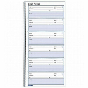 Rediform Voice Mail Log Book - 600 Sheet(s) - Wire Bound - 1 Part - 5.62" x 10.62" Sheet Size - White