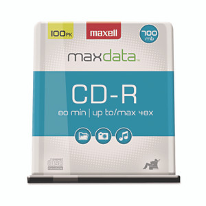 Maxell CD-R Discs, 700 MB/80 min, 48x, Spindle, Silver, 100/Pack
