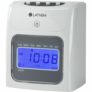 Lathem 400E Top Feed Electronic Time Clock Kit - Card Punch/Stamp