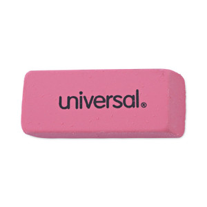 Universal Bevel Block Erasers, For Pencil Marks, Slanted-Edge Rectangular Block, Large, Pink, 20/Pack (UNV55120) View Product Image