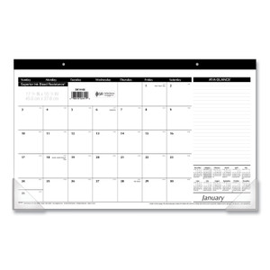 AT-A-GLANCE Compact Desk Pad, 18 x 11, White Sheets, Black Binding, Clear Corners, 12-Month (Jan to Dec): 2024 View Product Image