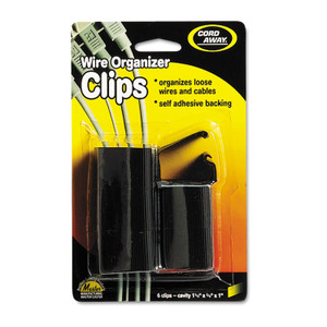Cord Away Self-Adhesive Wire Clips, Black, 6/Pack (MAS00204) View Product Image