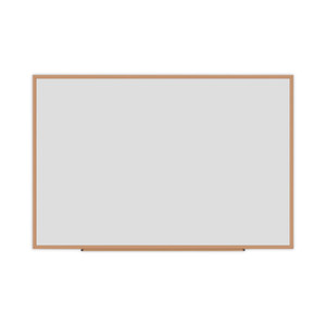 Universal Deluxe Melamine Dry Erase Board, 72 x 48, Melamine White Surface, Oak Fiberboard Frame (UNV43621) View Product Image