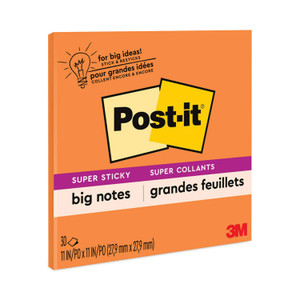 Post-it Notes Super Sticky Big Notes, Unruled, 11 x 11, Orange, 30 Sheets