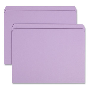 Smead Reinforced Top Tab Colored File Folders, Straight Tabs, Letter Size, 0.75" Expansion, Lavender, 100/Box