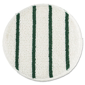 Rubbermaid Commercial Low Profile Scrub-Strip Carpet Bonnet, 19" Diameter, White/Green, 5/Carton