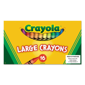 Crayola Large Crayons, Lift Lid Box, 16 Colors/Box (CYO520336) View Product Image