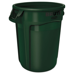 Rubbermaid Commercial Vented Round Brute Container, 32 gal, Plastic, Dark Green (RCP2632DGR) View Product Image