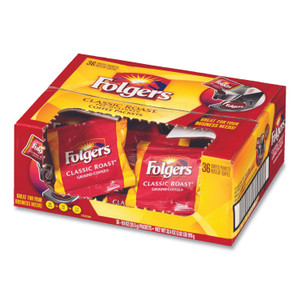 Folgers Coffee, Classic Roast, 0.9 oz Fractional Packs, 36/Carton