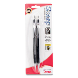 Pentel Sharp Mechanical Pencil, 0.5 mm, HB (#2), Black Lead, Black Barrel, 2/Pack View Product Image