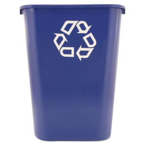 Rubbermaid Commercial Deskside Recycling Container with Symbol, Large, 41.25 qt, Plastic, Blue