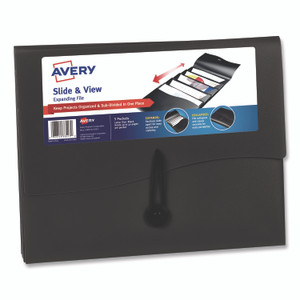 Avery Slide and View Expanding File, 5 Sections, Cord/Hook Closure, Letter Size, Black