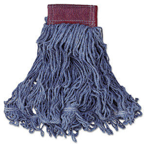 Rubbermaid Commercial Super Stitch Blend Mop Head, Large, Cotton/Synthetic, Blue, 6/Carton
