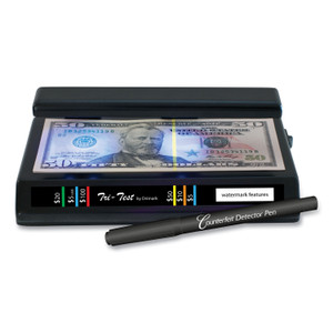 Dri-Mark Tri Test Counterfeit Bill Detector with Pen, U.S.; Canadian; Mexican; EU; UK; Chinese Currencies, 7 x 4 x 2.5, Black (DRI351TRI) View Product Image