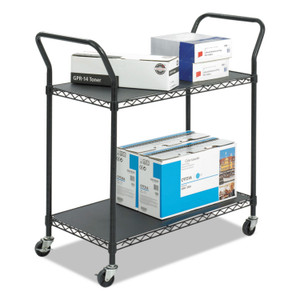 Safco Wire Utility Cart, Metal, 2 Shelves, 400 lb Capacity, 43.75" x 19.25" x 40.5", Black (SAF5337BL) View Product Image