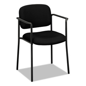HON VL616 Stacking Guest Chair with Arms, Fabric Upholstery, 23.25" x 21" x 32.75", Black Seat, Black Back, Black Base