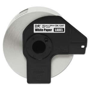 Brother P-Touch DK1247 Label Tape, 4.07" x 6.4", Black on White, 180 Labels/Roll