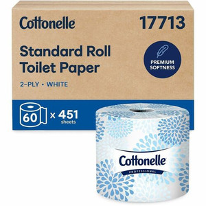 Cottonelle Professional Standard Roll Toilet Paper - 2 Ply - 4" Width x 4" Length - 451 Sheets/Roll - White