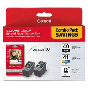 Canon 0615B009 (PG-40/CL-41) ChromaLife100+ Ink/Paper Combo, Black/Tri-Color View Product Image