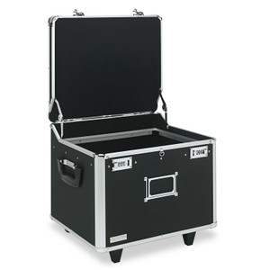 Vaultz Locking Mobile File Chest, Letter/Legal Files, 17.5" x 15.5" x 14.5", Black/Chrome