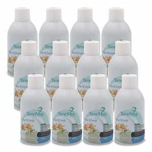 TimeMist Premium Metered Air Freshener Refill, Clean N Fresh, 7.1 oz Aerosol Spray, 12/Carton
