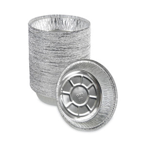 Boardwalk Round Aluminum To-Go Containers, 250 Gauge, 24 oz, 7" Diameter x 1.47" h, Silver, 500/Carton