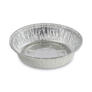 Boardwalk Round Aluminum To-Go Containers, 24 oz, 7" Diameter x 1.47"h, Silver, 500/Carton (BWKROUND7) View Product Image
