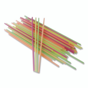 Berkley Square Neon Sip Sticks, 5.5" Polypropylene, Assorted, 1,000/Pack