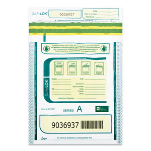 SafeLOK Deposit Bag, Plastic, 9 x 12, White/Gray, 100/Pack SafeLOK Deposit Bag, Plastic, 9 x 12, White/Gray, 100/Pack