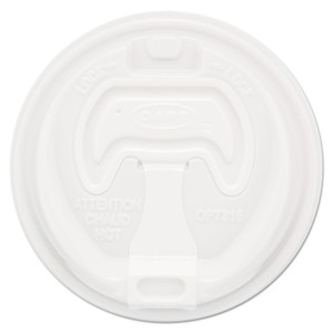 Dart Optima Reclosable Lid, Fits 12 oz to 24 oz Hot Cups, Plastic, White, 100/Pack, 10 Packs/Carton