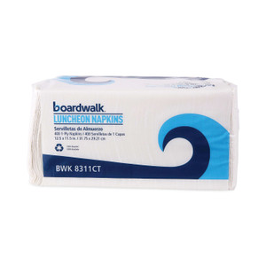 Boardwalk Office Packs Lunch Napkins, 1-Ply, 12 x 12, White, 2,400/Carton (BWK8311CT) View Product Image