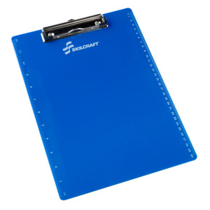 AbilityOne 7520014393391 SKILCRAFT Recycled Plastic Clipboard, 4" Clip Capacity, Holds 8.5 x 11 Sheets, Blue (NSN4393391) View Product Image