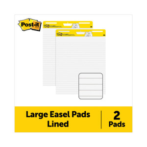 Post-it Easel Pads Super Sticky Vertical-Orientation Self-Stick Easel Pads, Presentation Format (1.5" Rule), 25 x 30, White, 30 Sheets, 2/Pack View Product Image