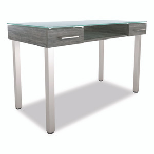 Union & Scale Prestige Glass Writing Desk, 47.1" x 23.5" x 29.5", Gray