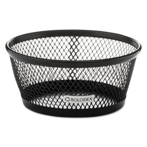 Rolodex Mesh Jumbo Nestable Paper Clip Dish, Wire Mesh, 4.3" Diameter x 2"h,  Black (ROL62562) View Product Image