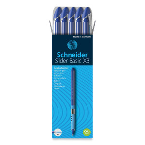 Schneider Slider Basic Ballpoint Pen, Stick, Extra-Bold 1.4 mm, Blue Ink, Blue Barrel, 10/Box (RED151203) View Product Image