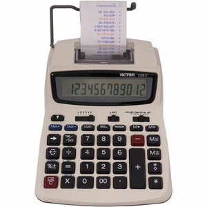 Victor 12082 Printing Calculator - Extra Large Display, Clock, Date, Sign Change, Environmentally Friendly, Independent Memory, 4-Key Memory - AC Supply/Power Adapter Powered - 1.5" Height x 6" Width x 7.5" Depth - White